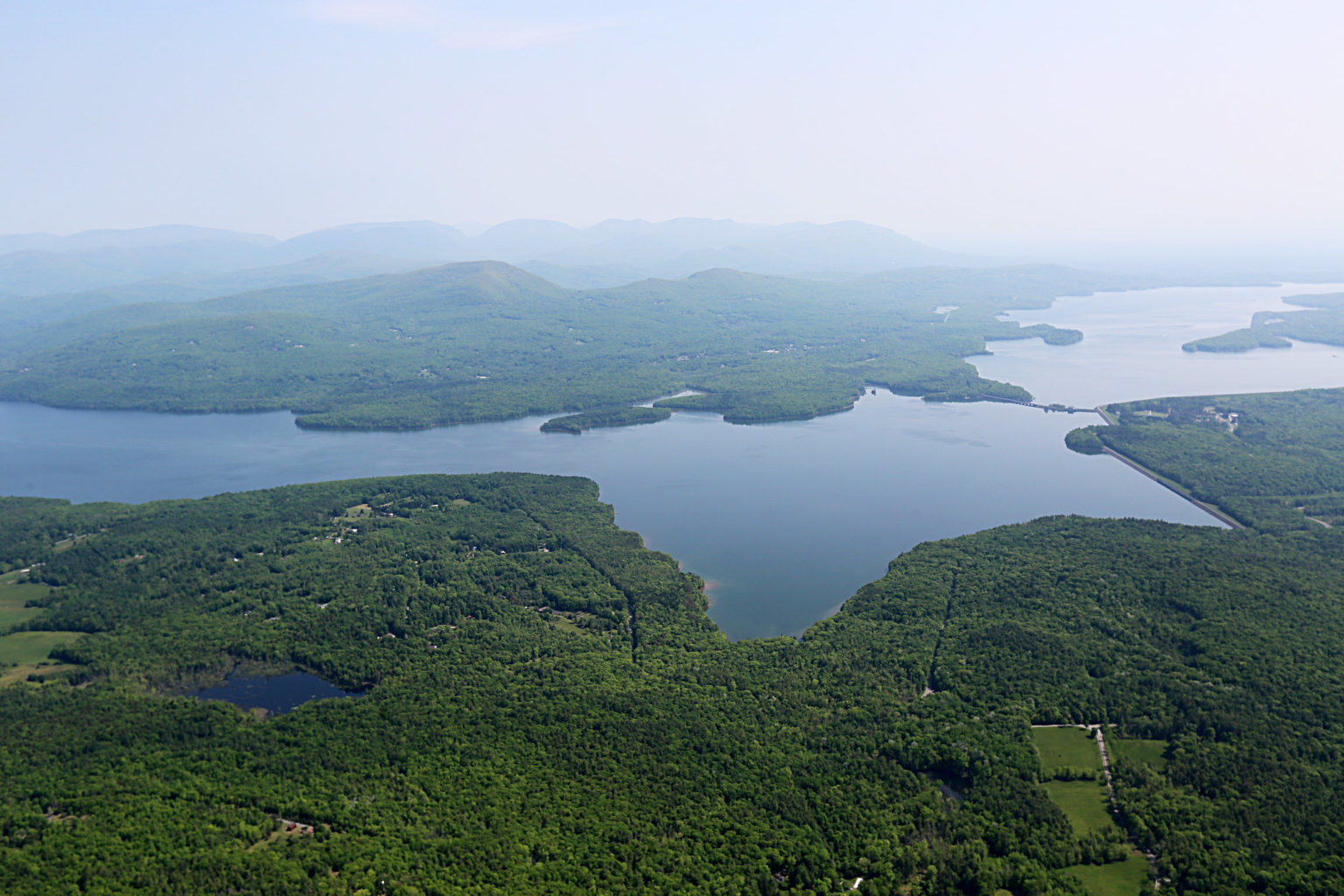A birds-eye view of the Ashokan Reservoir in New York State